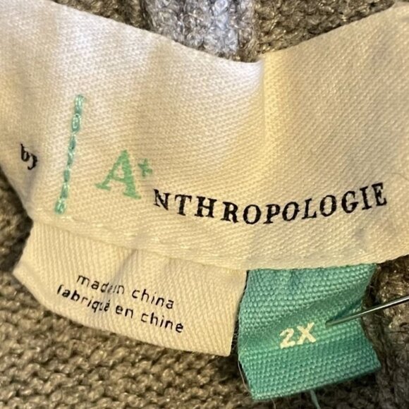 Anthropologie A+ Womens Gray Cotton & Wool Blend Boat Neck Sweater Size 2X - Picture 6 of 9